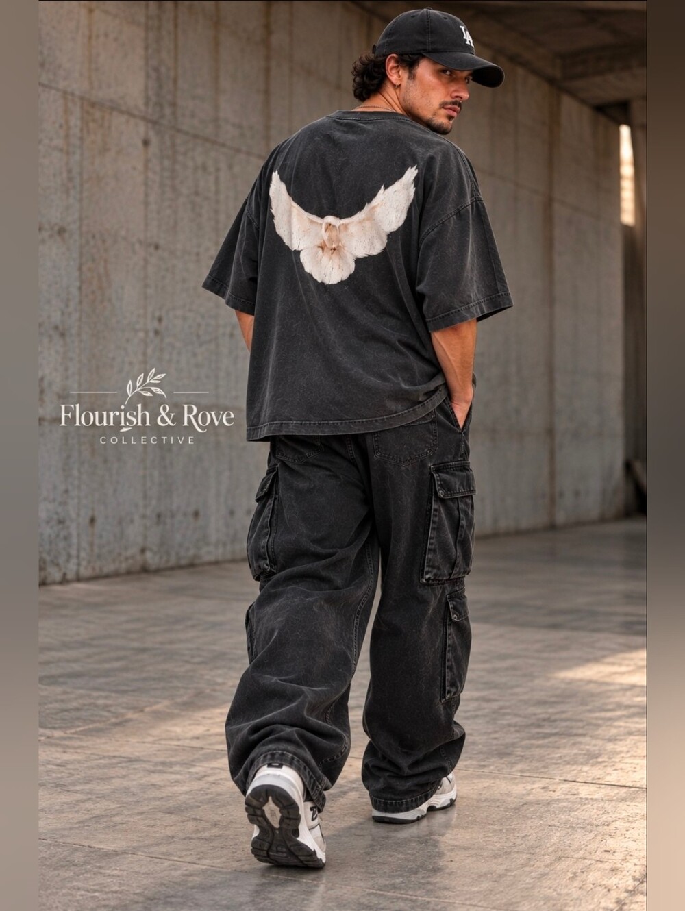 YEEZY GAP Balenciaga Dove No Seam Tee M Black Oversized YZY Made USA
